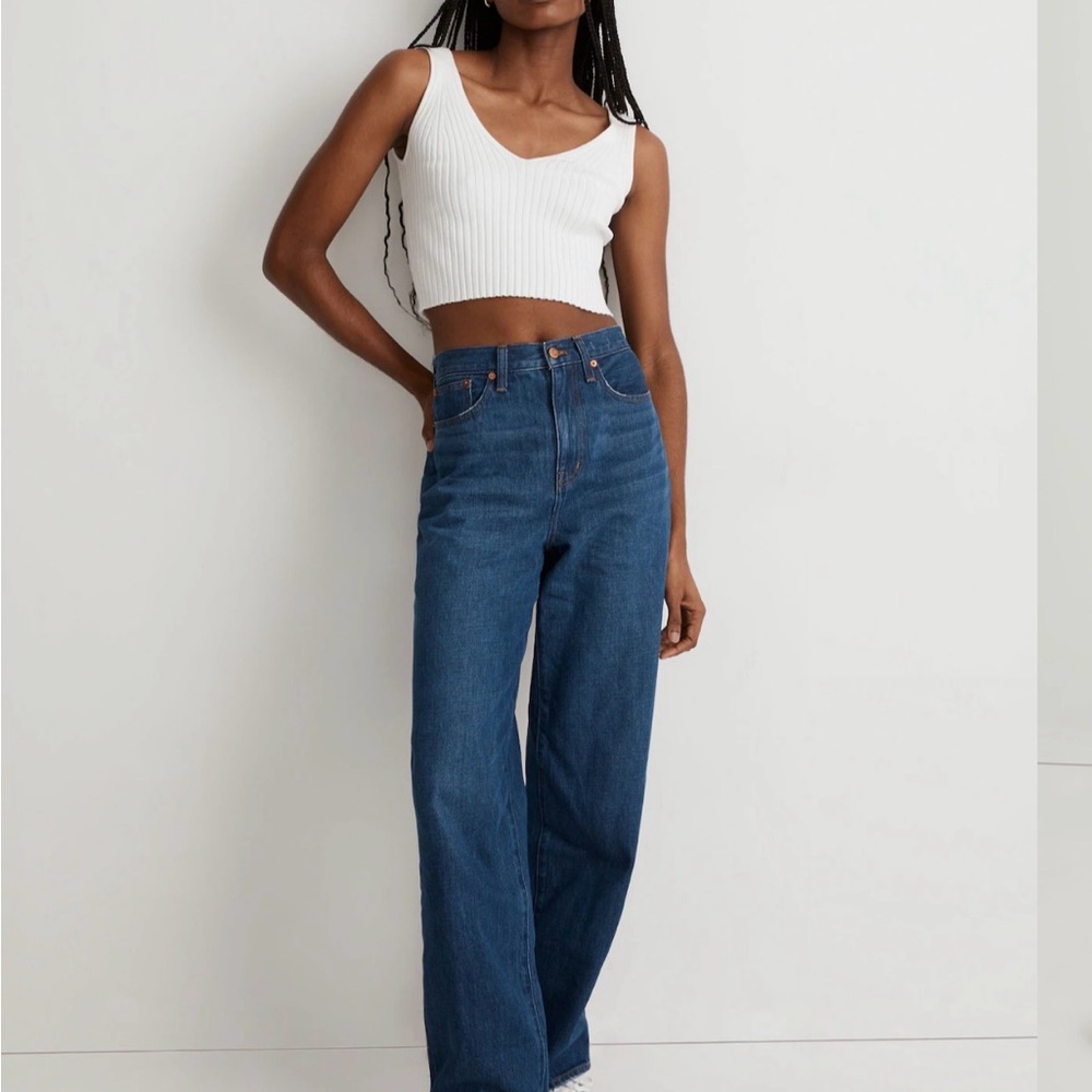 Baggy Straight Jeans in Dark Worn Indigo Wash